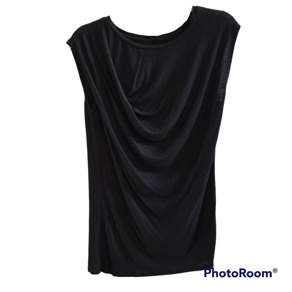 Apt. 9 Black Sleeveless One-Shoulder Stylish Drape Top Women's Size Medium